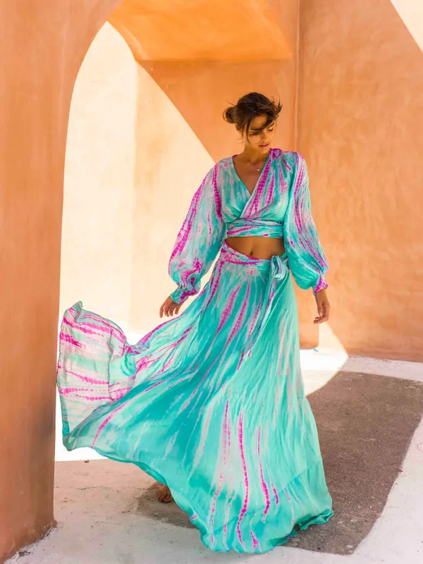 Silk Nomad Maxi Wrap Skirt - Astral Neon