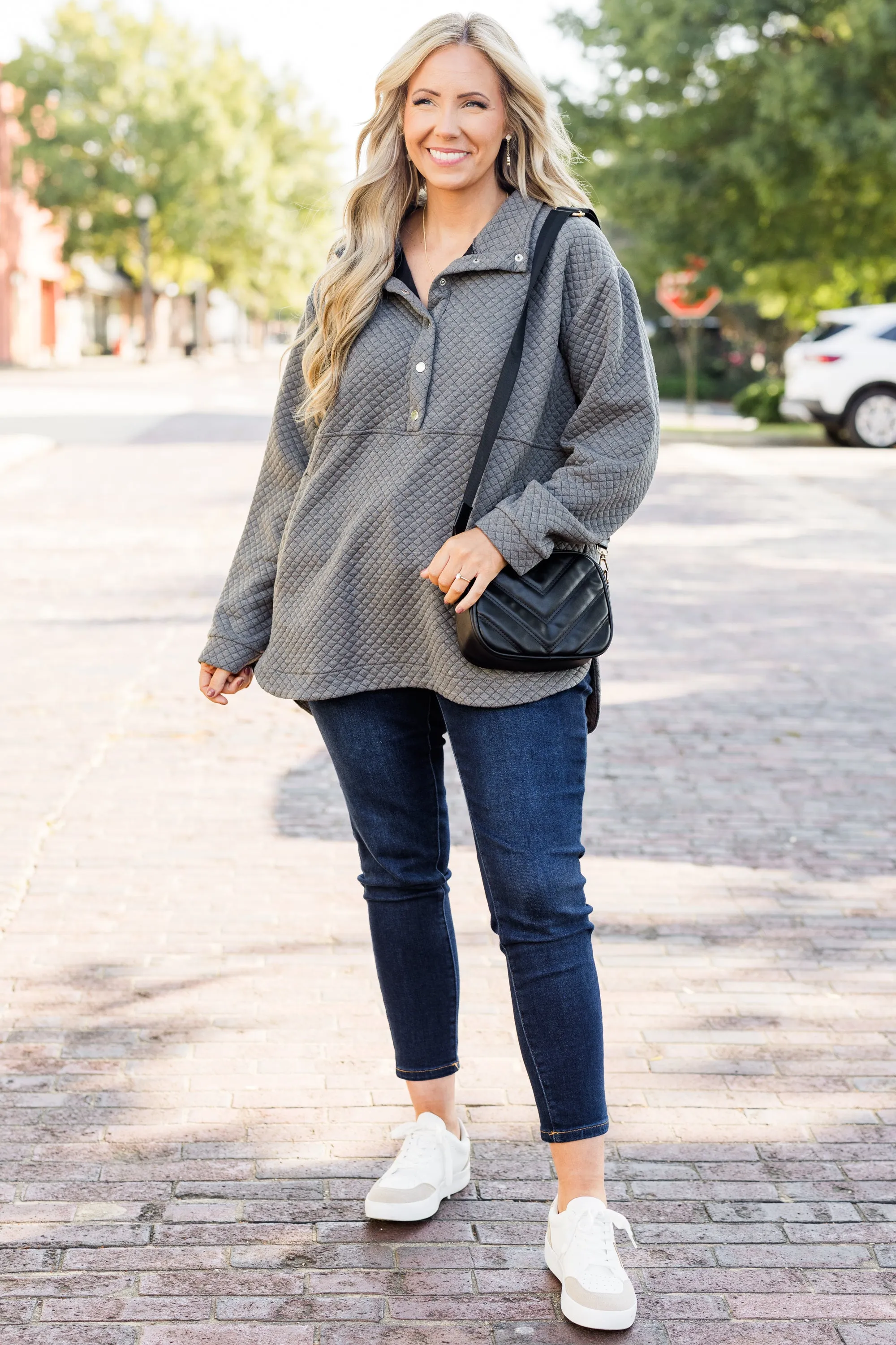 Snuggle Me Up Pullover, Charcoal Gray