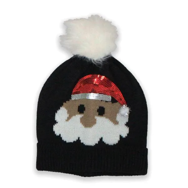 Sparkle Santa with Puff Knit Hat