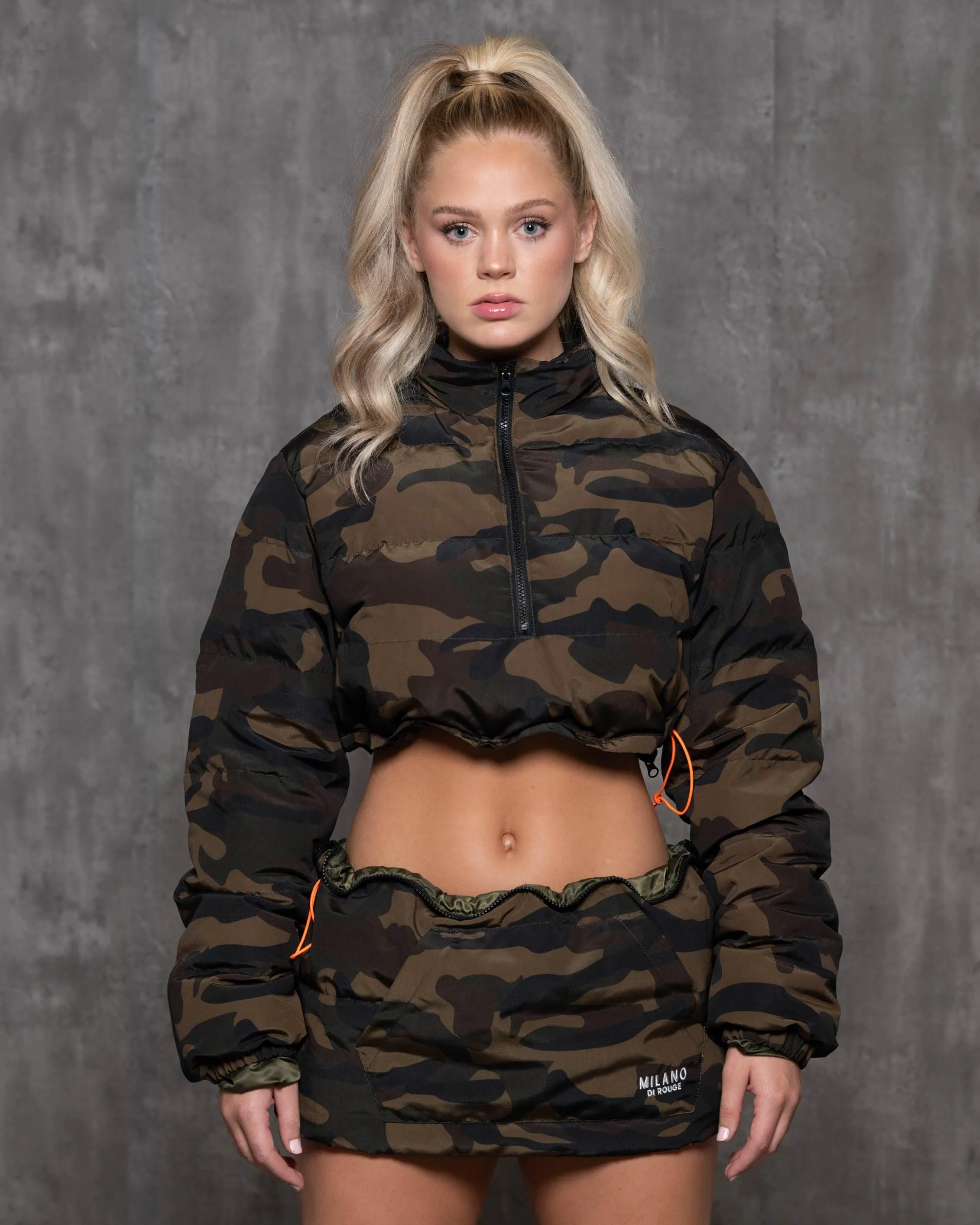 Split Camo Pullover Puffer