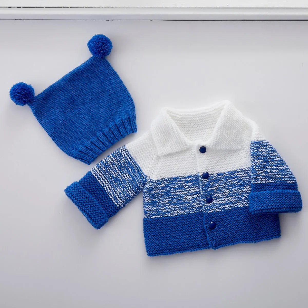 Striped Cardi & Hat - 18, 24 months (21.5, 22.5")