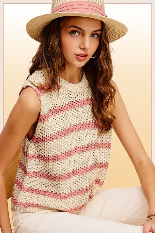 Striped Sleeveless Knit Top