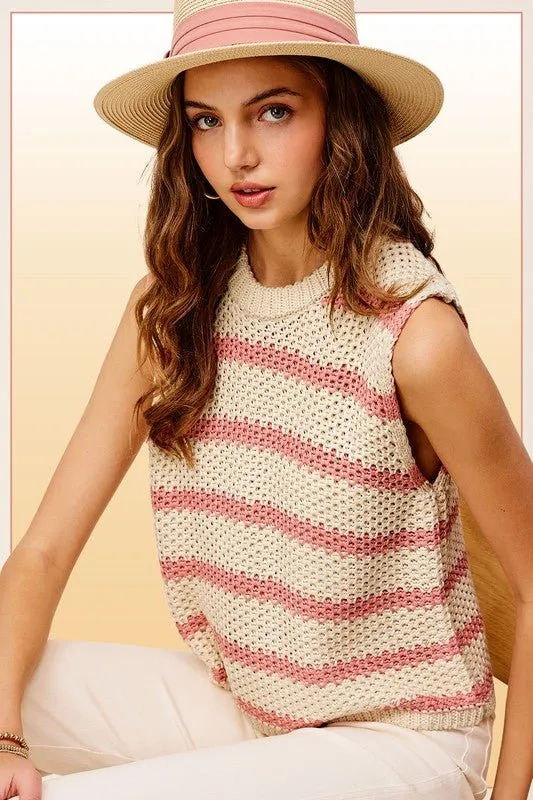 Striped Sleeveless Knit Top