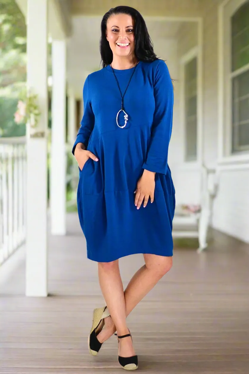 Teal Cocoon Winter Pocket Tunic Dress