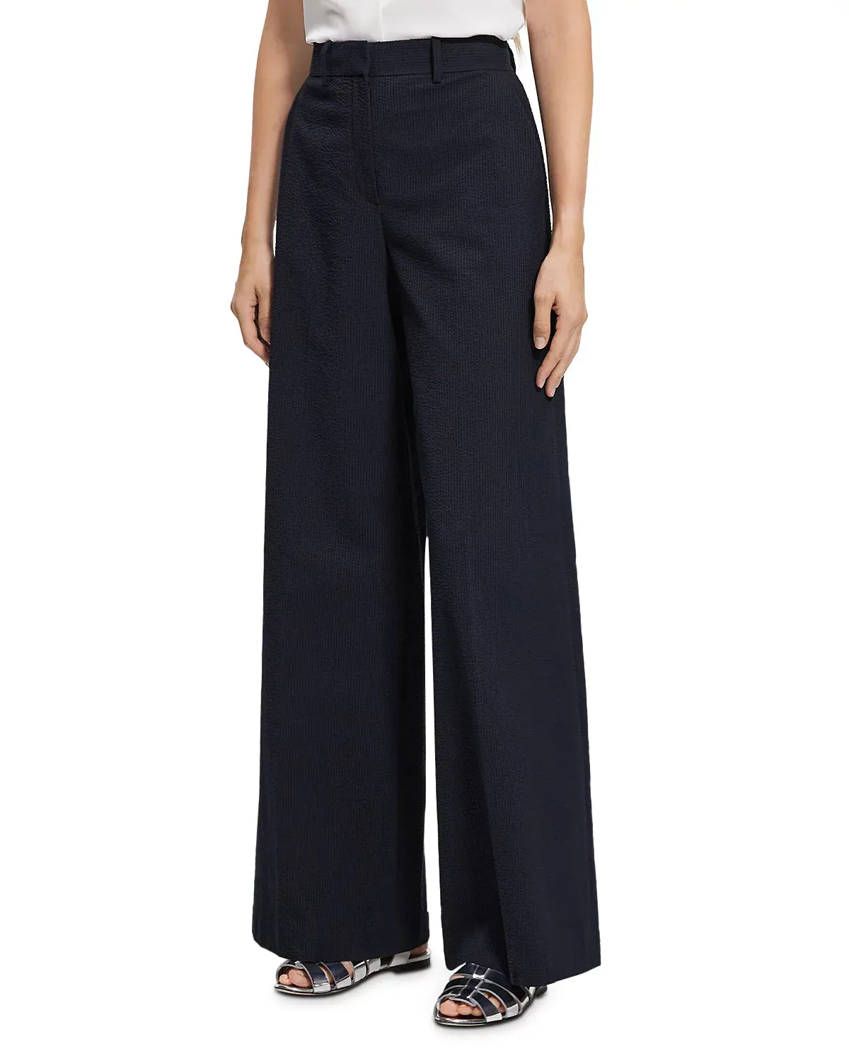 Theory High Waist Seersucker Wide Leg Pants