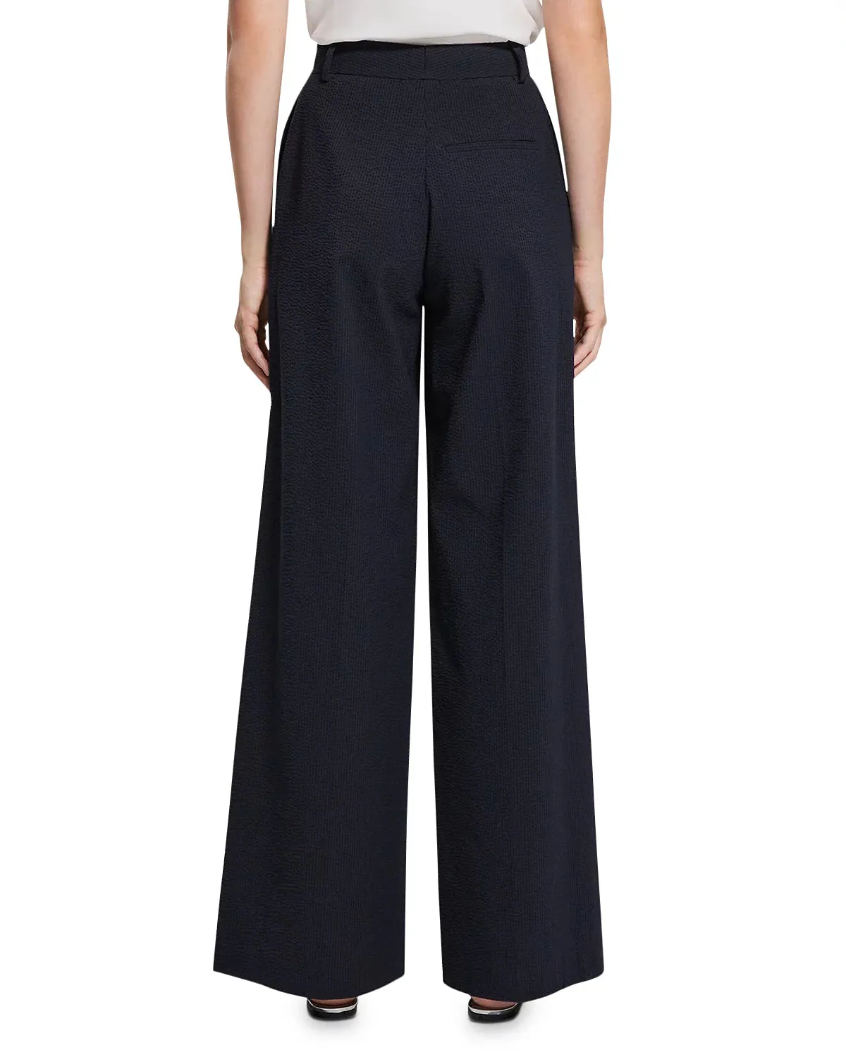 Theory High Waist Seersucker Wide Leg Pants