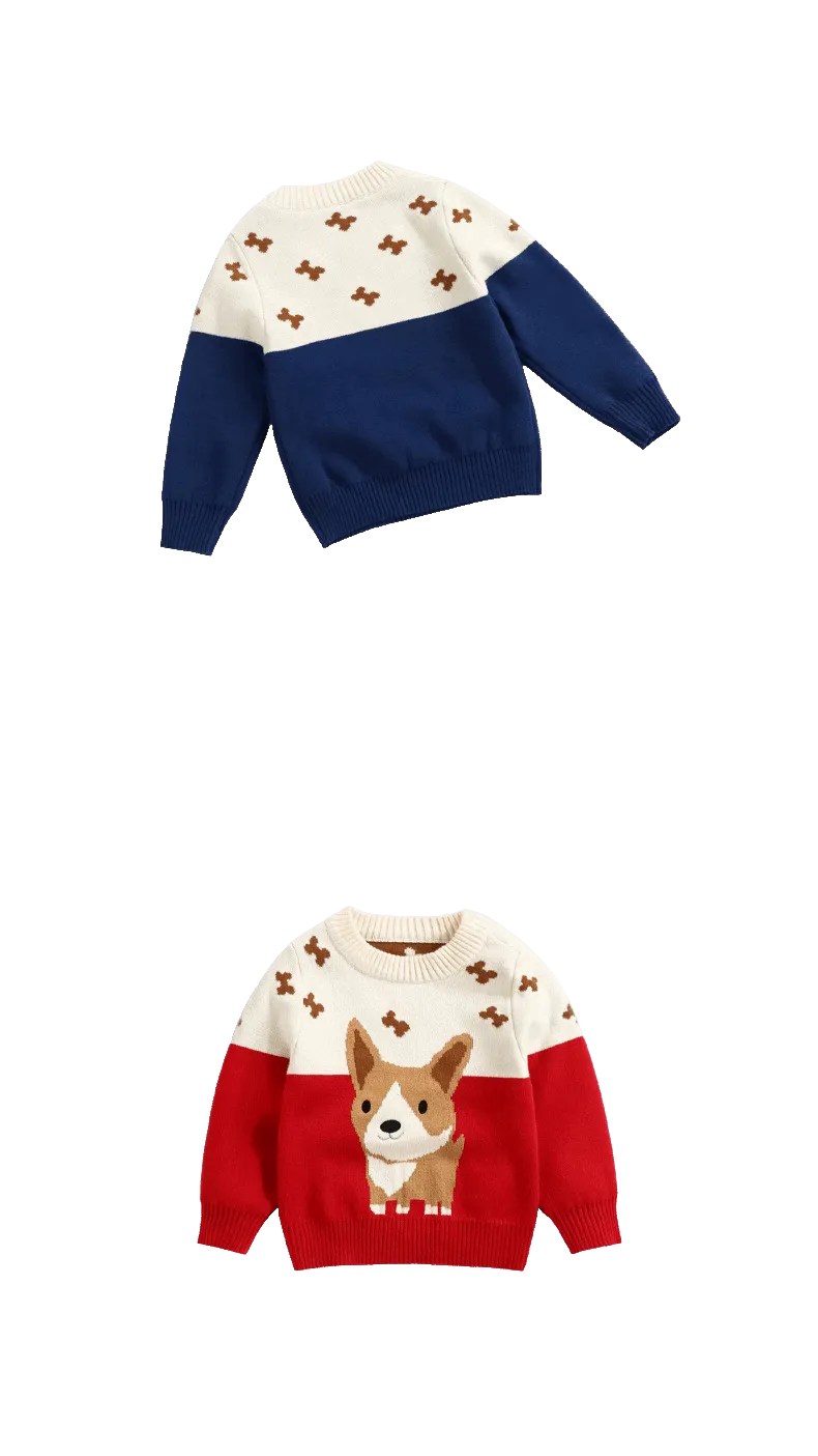 Toddler and Kids Knit Corgi Pullover