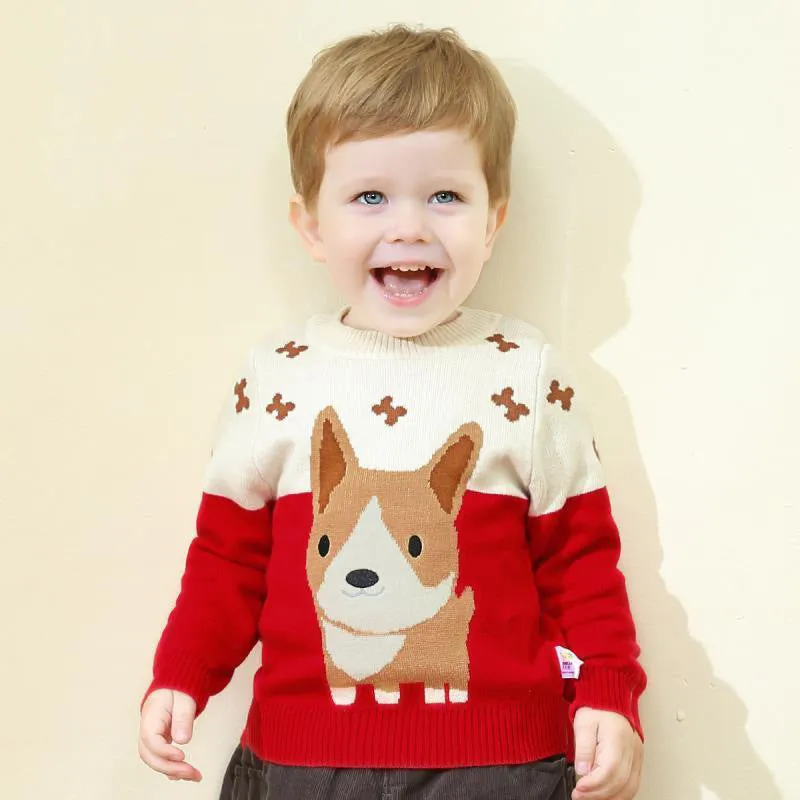 Toddler and Kids Knit Corgi Pullover