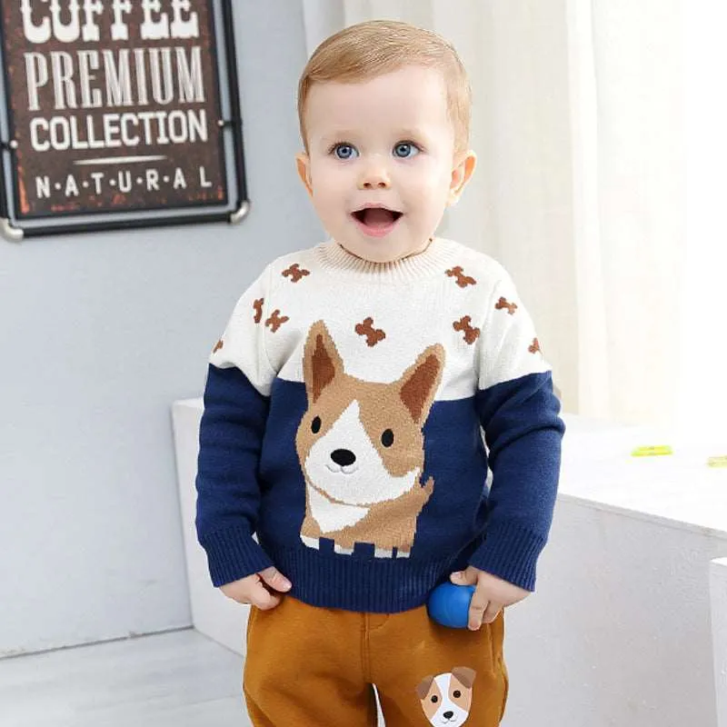 Toddler and Kids Knit Corgi Pullover