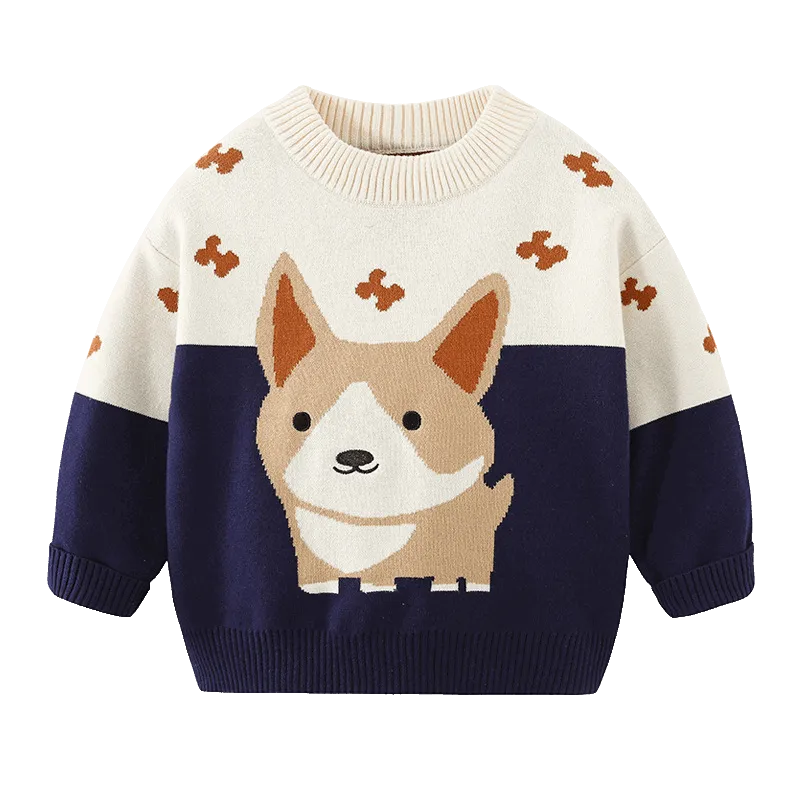 Toddler and Kids Knit Corgi Pullover