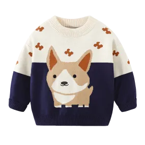 Toddler and Kids Knit Corgi Pullover