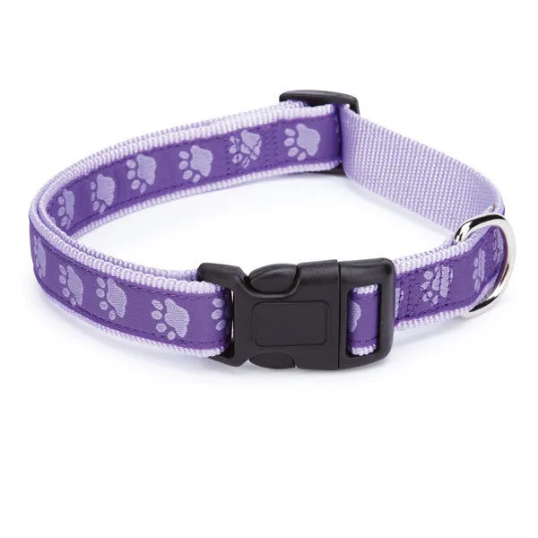 Two Tone Purple Pawprint Dog Collar