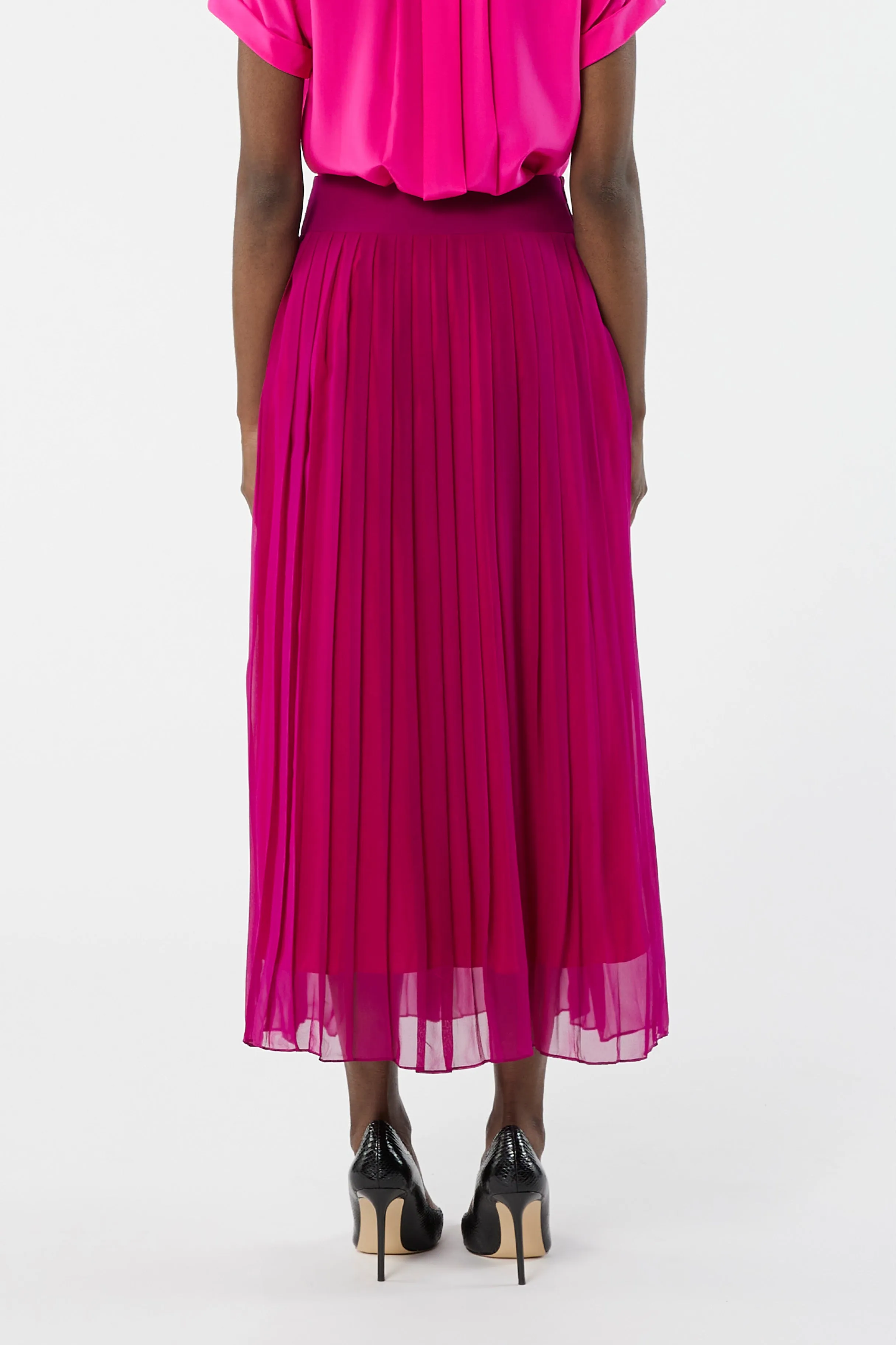 TYPHON violine - silk aerial long pleated skirt