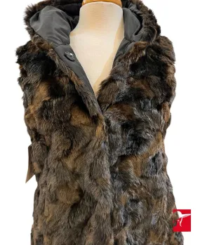 Via Spiga faux fur reversible long hooded vest NWT size M