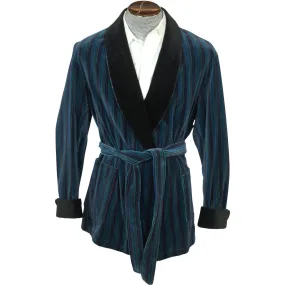 Vintage Smoking Jacket Striped Cotton Velvet Majestic for AG Grand Luxe Size L