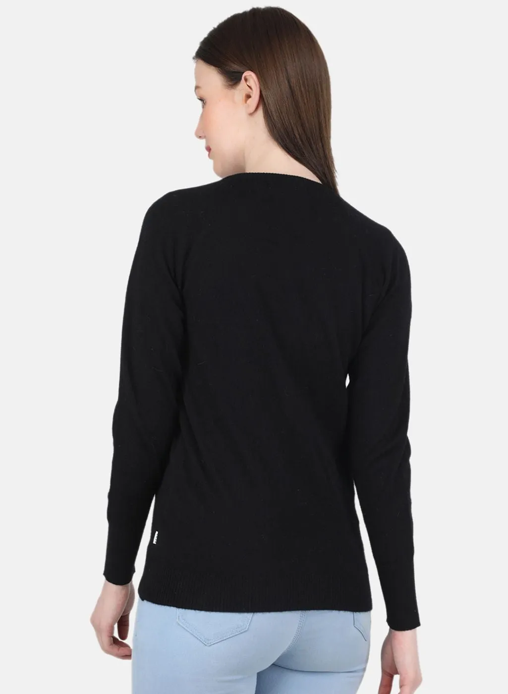 Women Black Solid Pullover