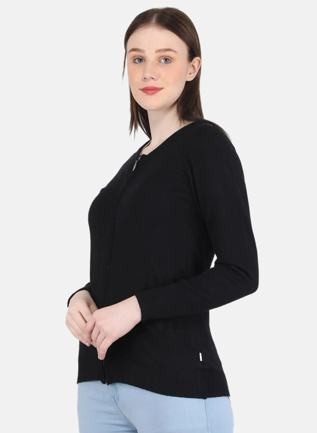 Women Black Solid Pullover