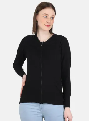 Women Black Solid Pullover