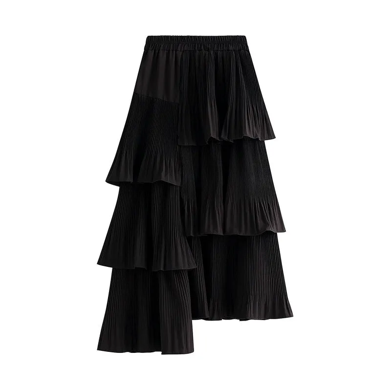 Women's Irregular Pleated Cake Skirt 753