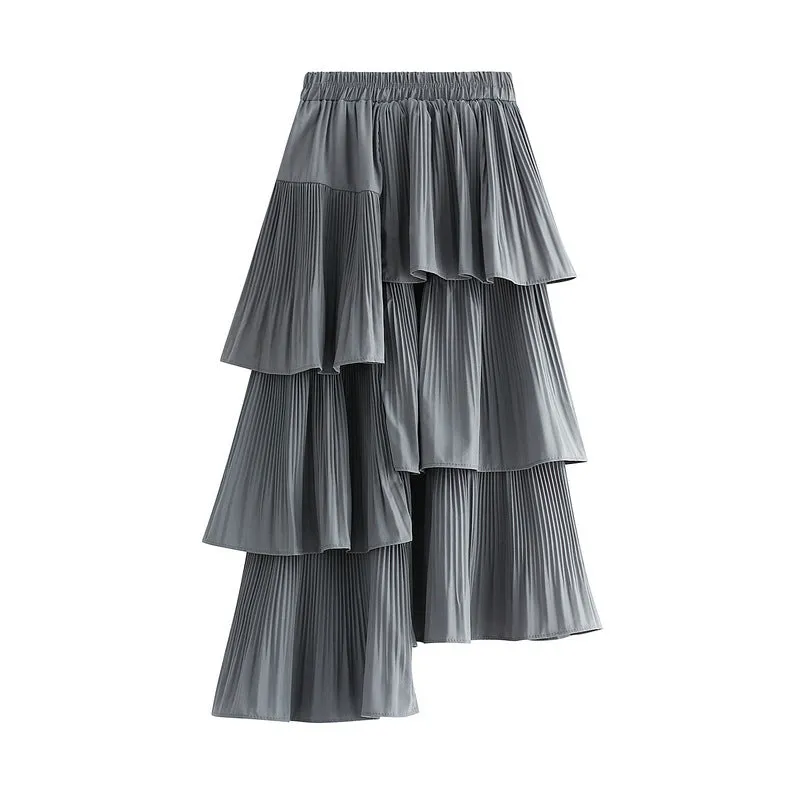 Women's Irregular Pleated Cake Skirt 753