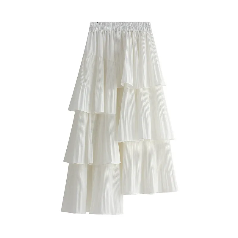 Women's Irregular Pleated Cake Skirt 753