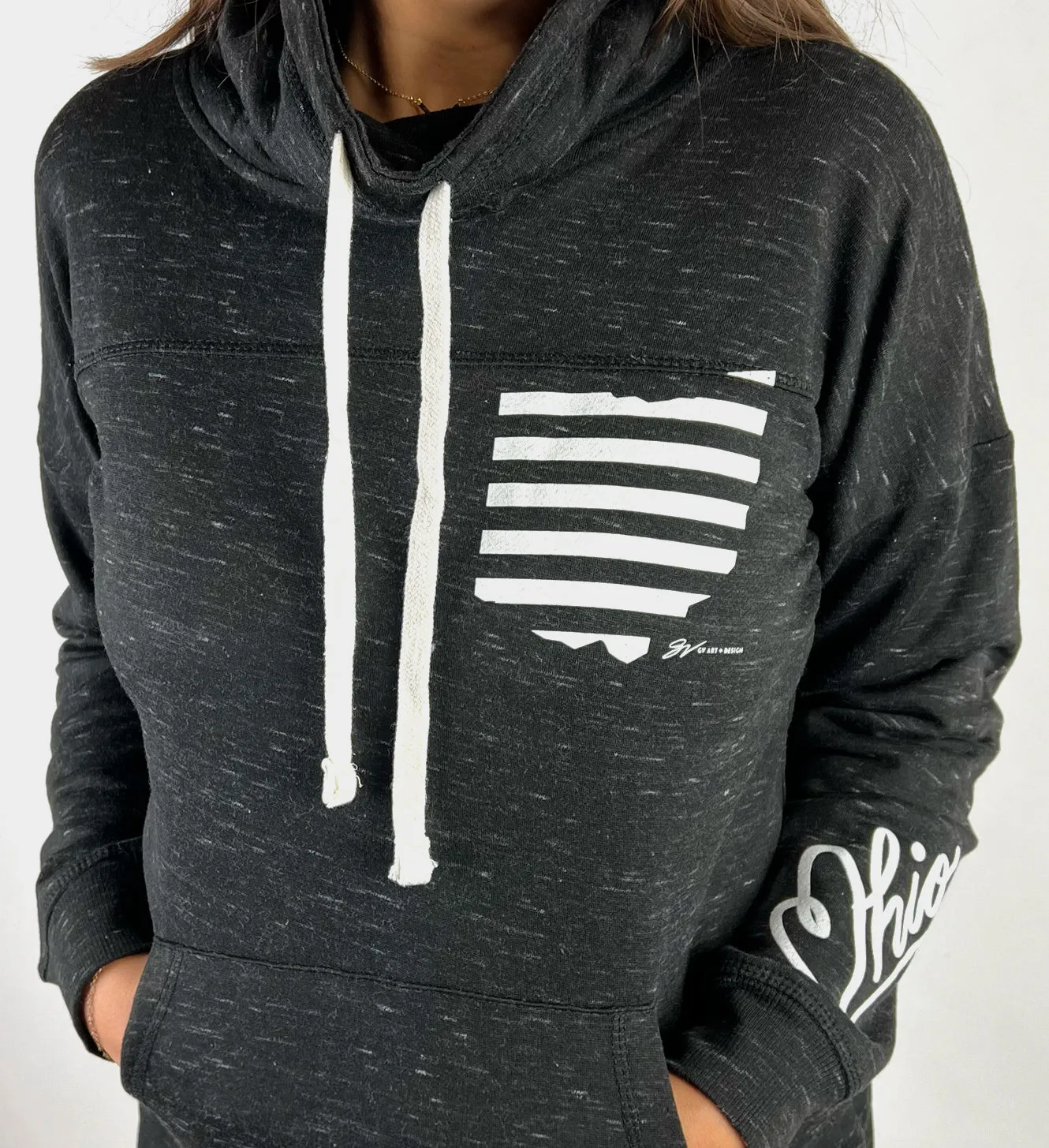 Women's Ohio Stripes Black Pullover Fleece